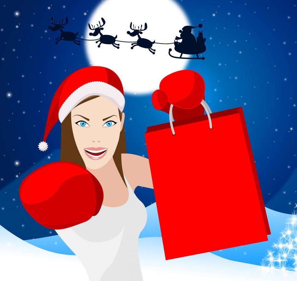 Free Image of Christmas Shopping Shows Retail Sales And Adult 