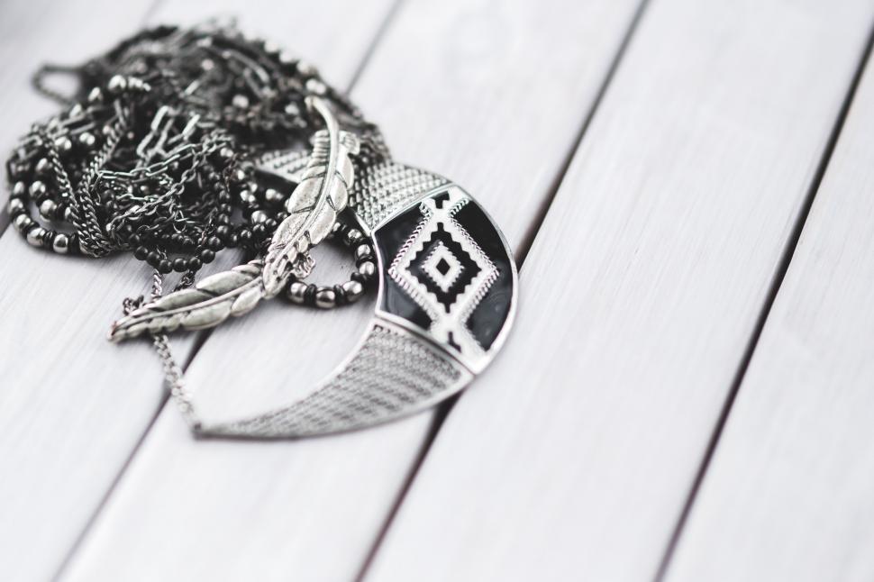 Free Image of Assortment of Jewelry in Black and White 
