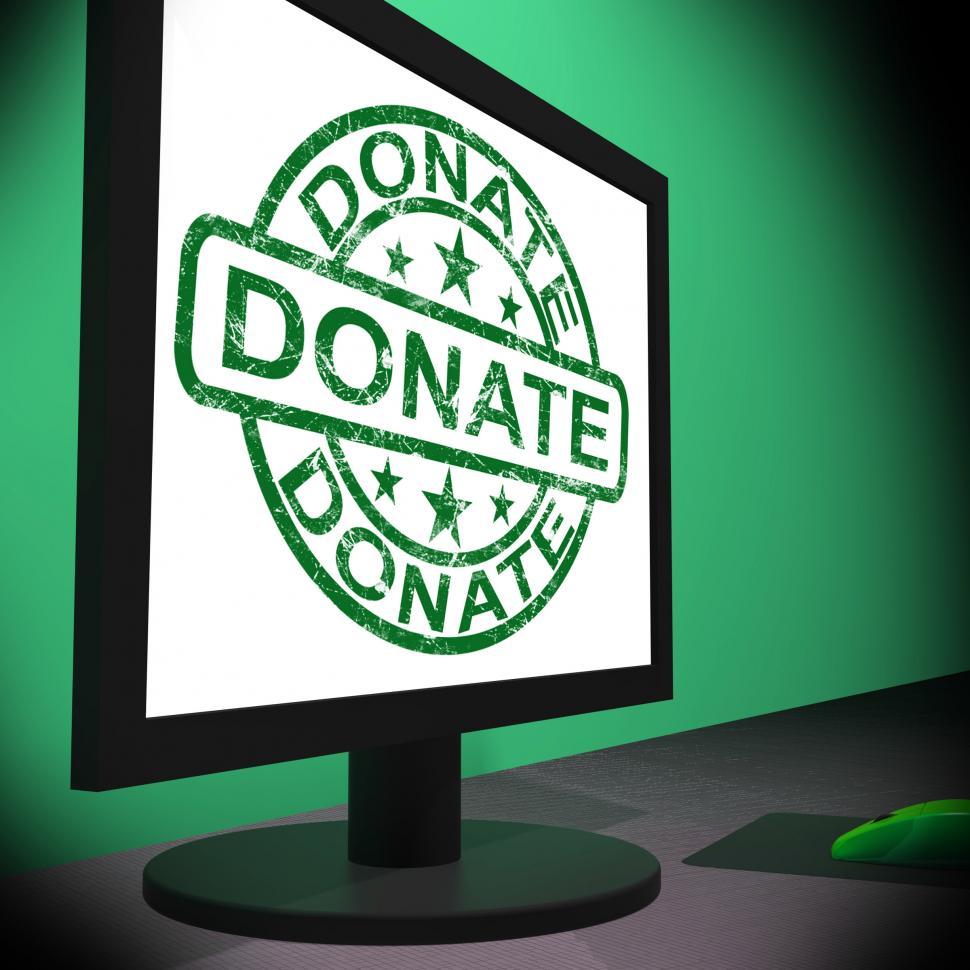 Free Stock Photo of Donate Computer Shows Charitable Donating And
