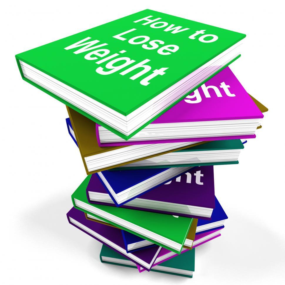Free Image of How To Lose Weight Book Stack Shows Weight loss Diet Advice 