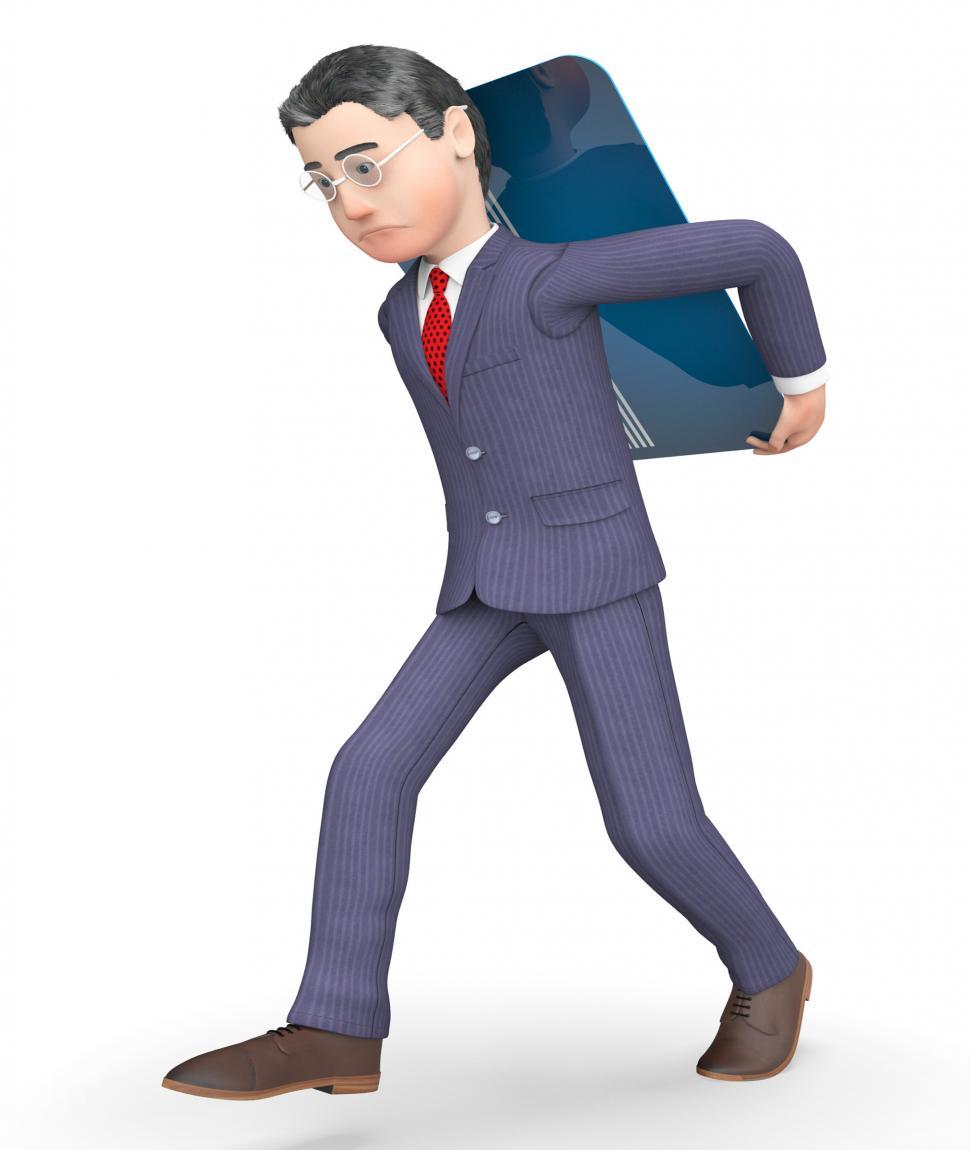 Free Image of Credit Card Indicates Indebtedness Character And Commercial 3d R 