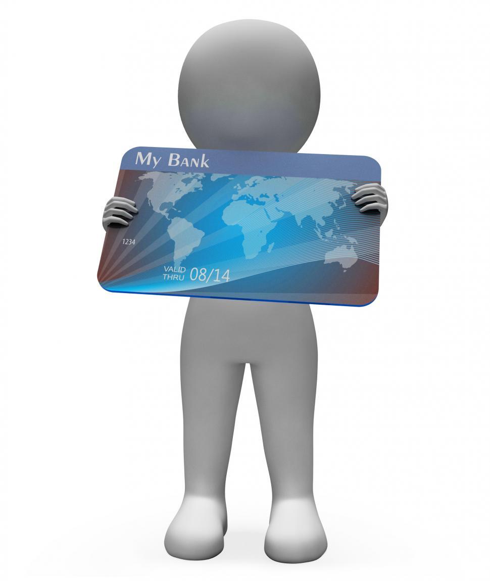 Free Image of Debit Card Shows Credit Cards And Bank 3d Rendering 