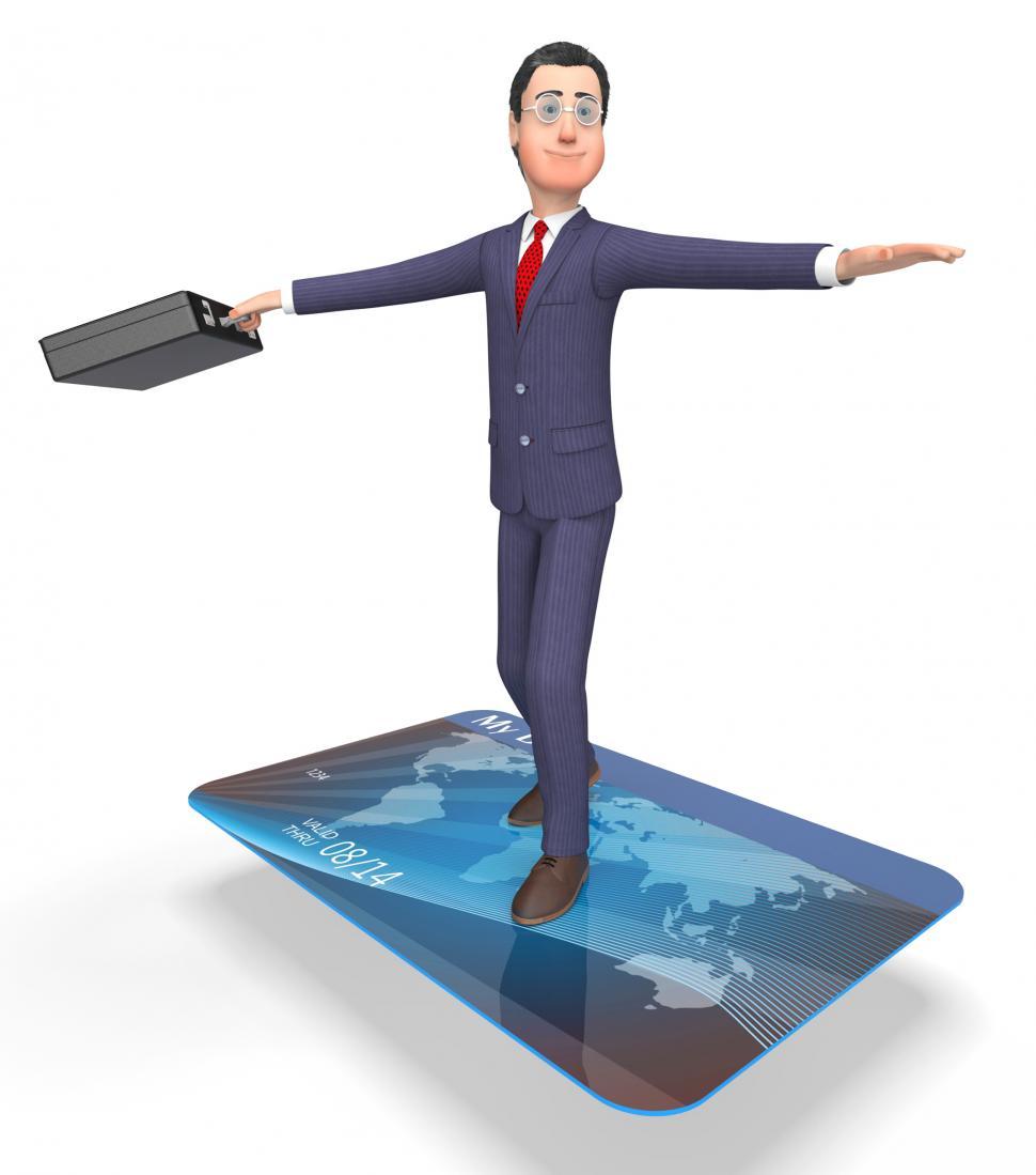 Free Image of Credit Card Represents Business Person And Bankrupt 3d Rendering 