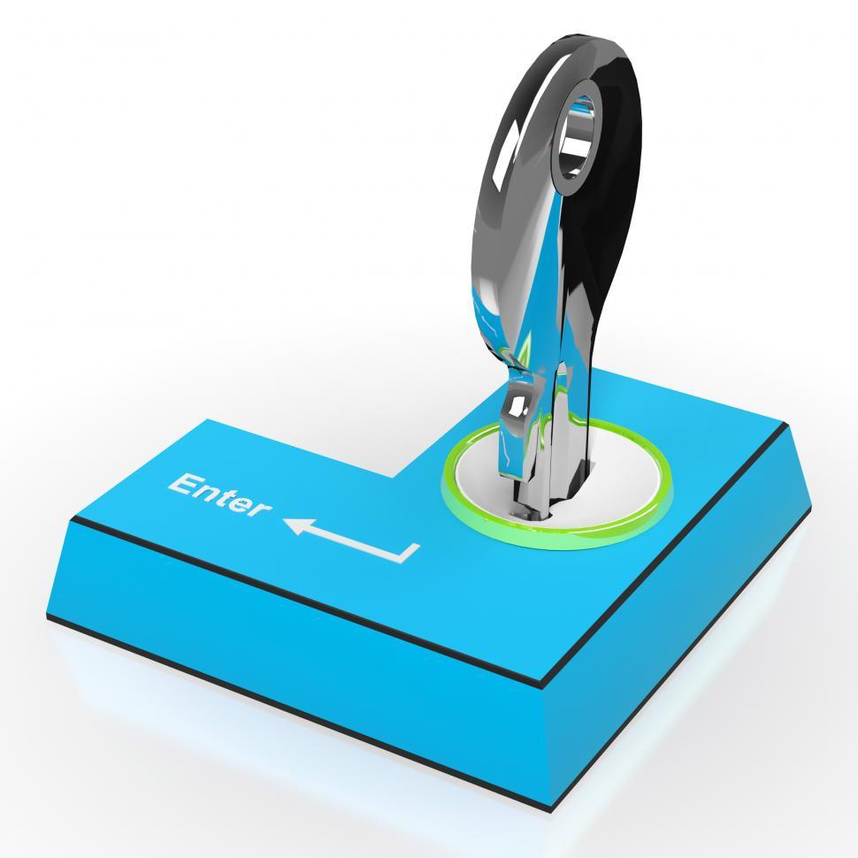 Free Image of Computer And Key Showing Internet Protection 