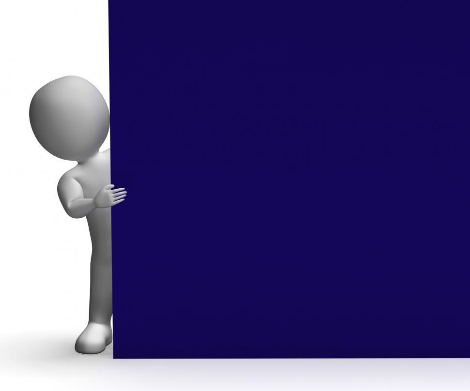 Free Image of Character With Blank Signboard Allows Message Or Information 