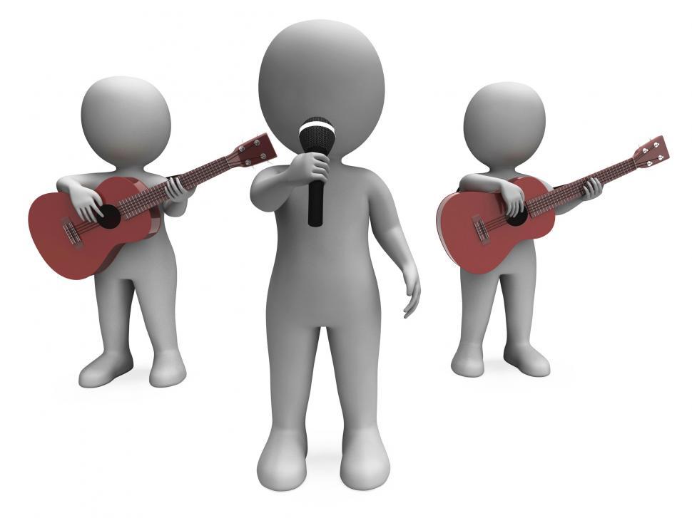 Singer And Guitar Players Shows Band Concert Or Performing