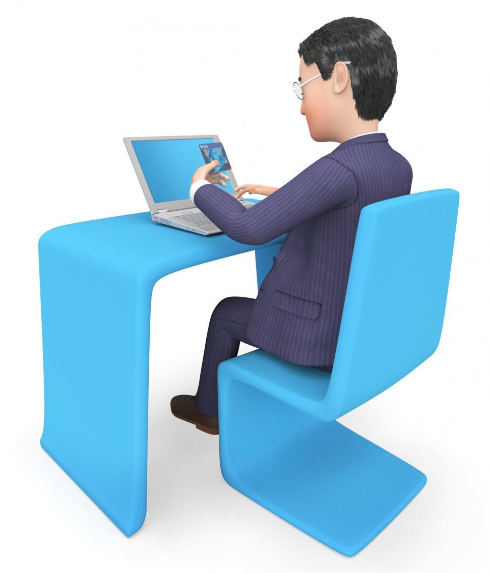 Free Image of Credit Card Represents World Wide Web And Businessman 3d Renderi 