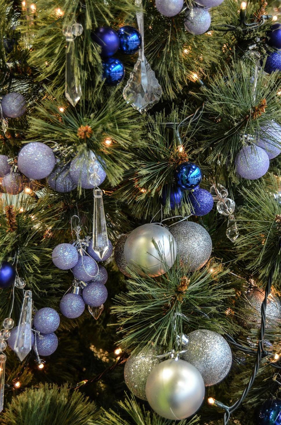 Free Image of Close Up of a Christmas Tree With Ornaments 