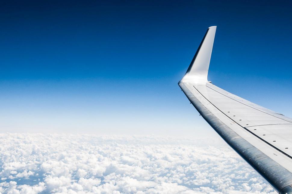 Free Stock Photo of Airplane Wing Flying Above Clouds | Download Free ...