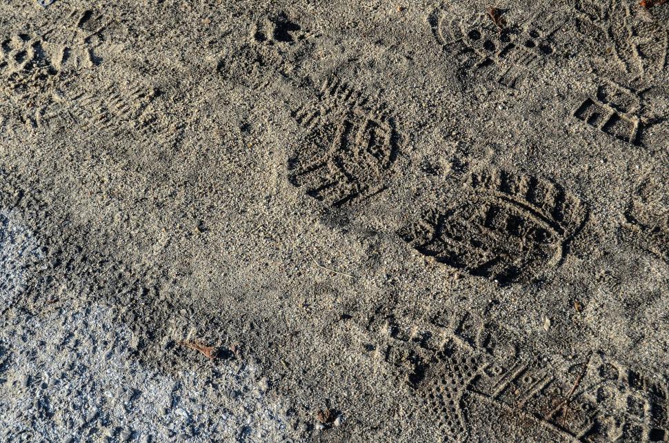 Free Stock Photo of footprints dirt sand background boots tracks