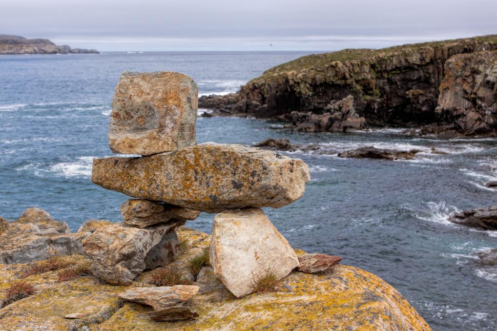 Free Image of Inukshuk near the ocean 
