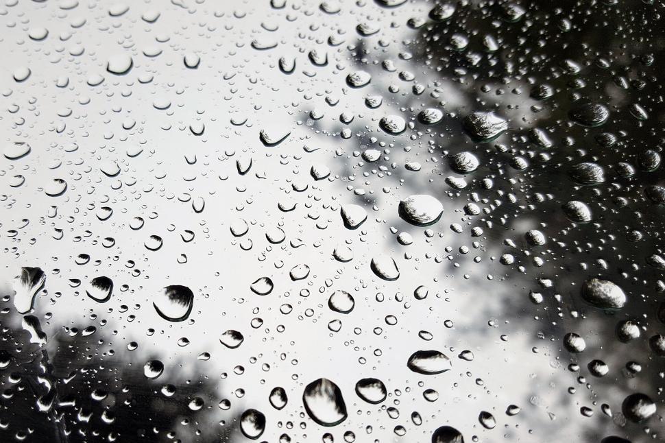 Water Drops on the Windshield in a Car Washer Blowing Stock