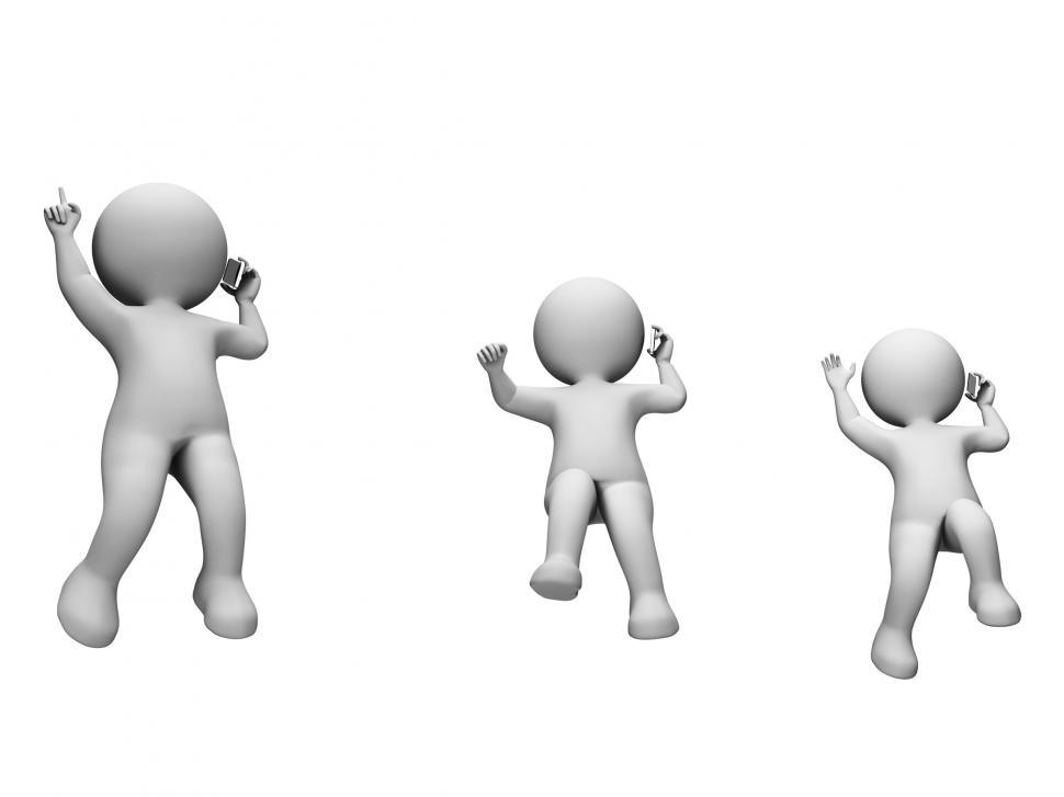 Free Image of Characters Celebrate Indicates Happy Jumps And Illustration 3d R 