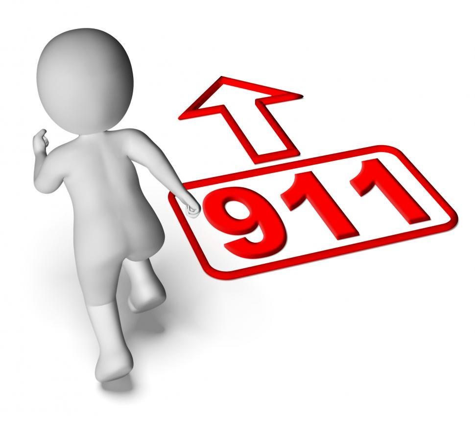 Free Image of Running Character And 911 Nine One Shows Emergency Help Rescue 