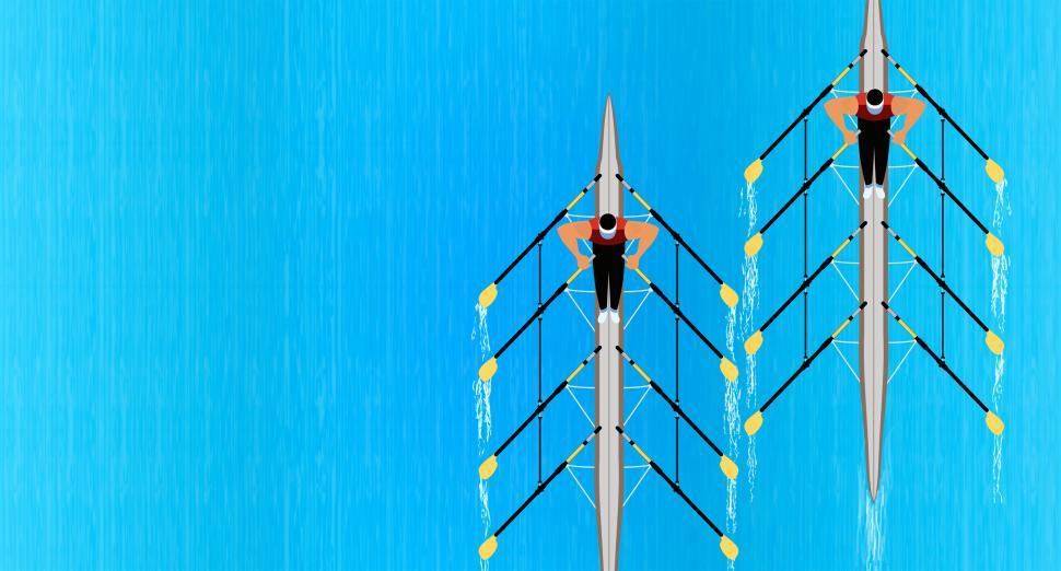 Free Image of Competition and Competitors - Rowers Racing to the Finish Line - 