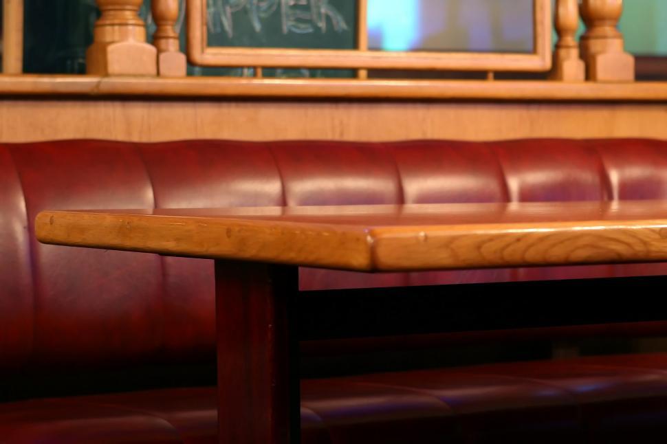 Free Image of Table With Bench in Front of Mirror 