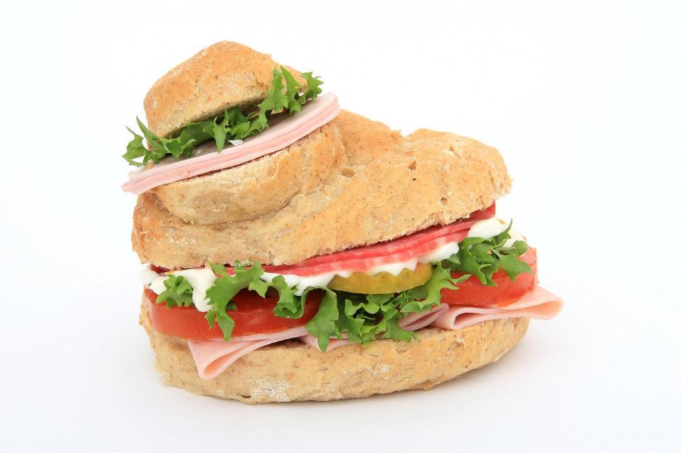 Free Image of Ham, Lettuce, and Tomato Sandwich 