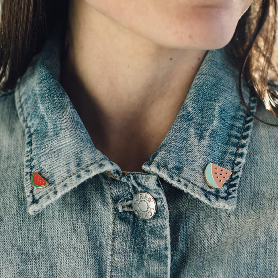 Free Stock Photo of Fruit Pins On Jean Jacket Download Free Images