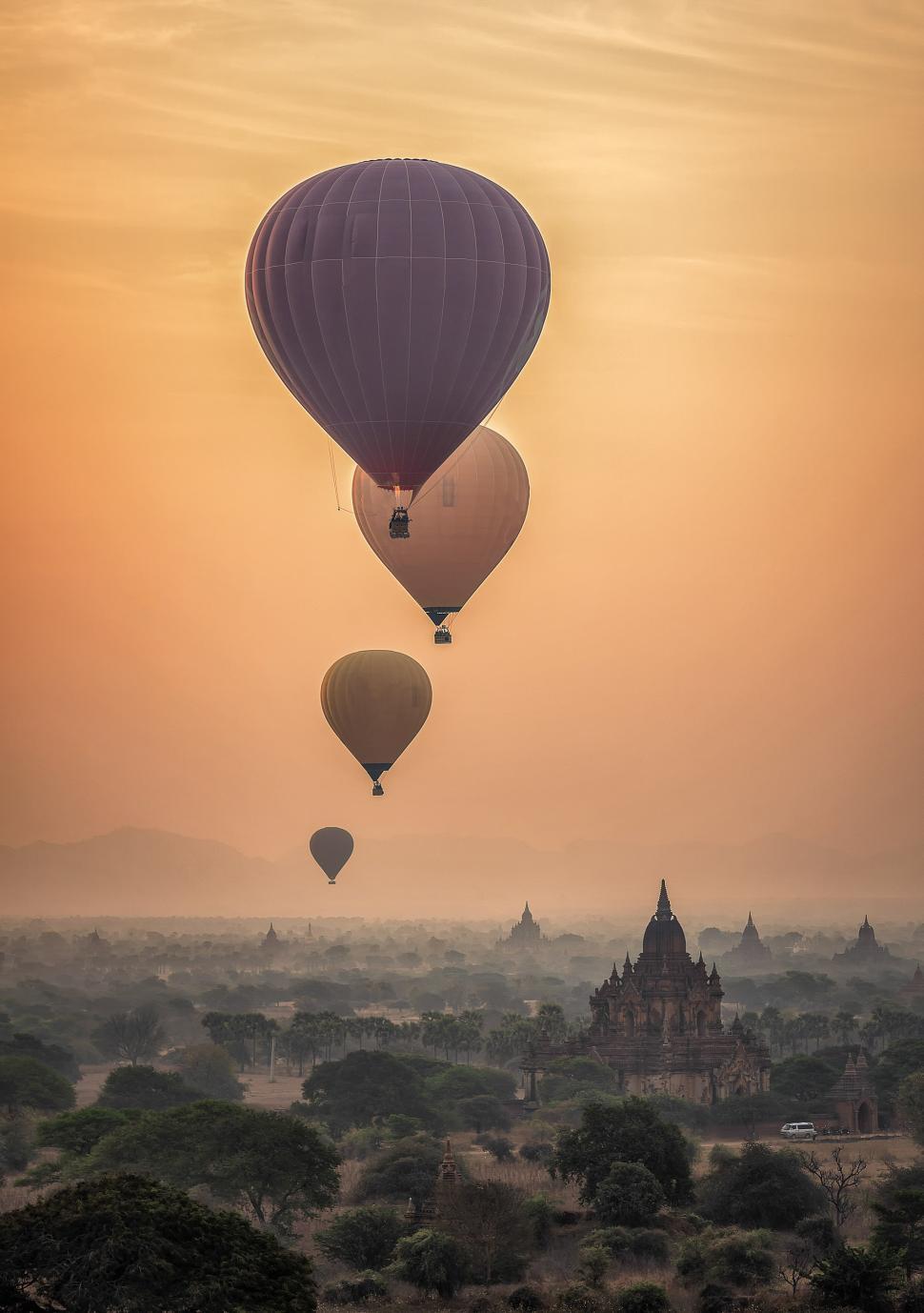 Free Image of Group of Hot Air Balloons Flying in the Sky 