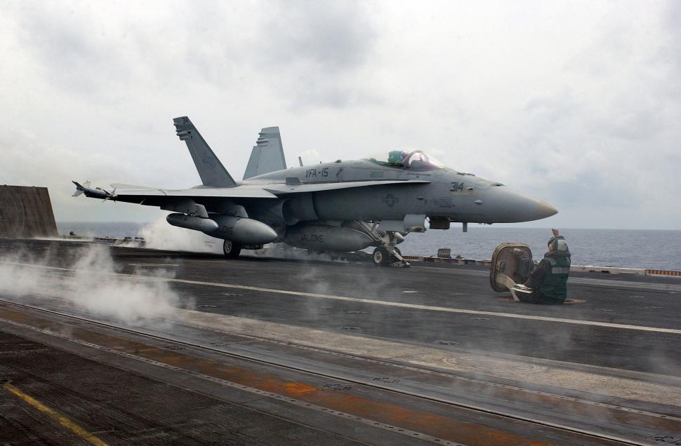 Free Stock Photo of Fighter Jet Parked on Aircraft Carrier | Download ...