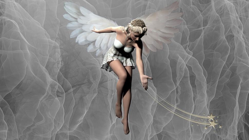 Free Image of Woman Flying Through the Air Holding Onto a String 