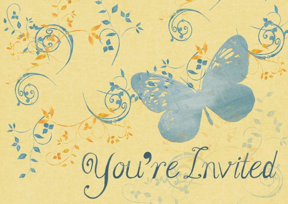 Free Image of Blue and Yellow Butterfly on Yellow Background 