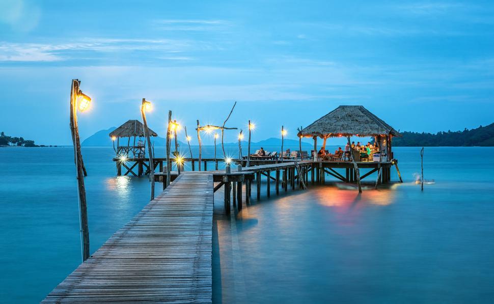 Free Image of Pier Illuminated by Lights 