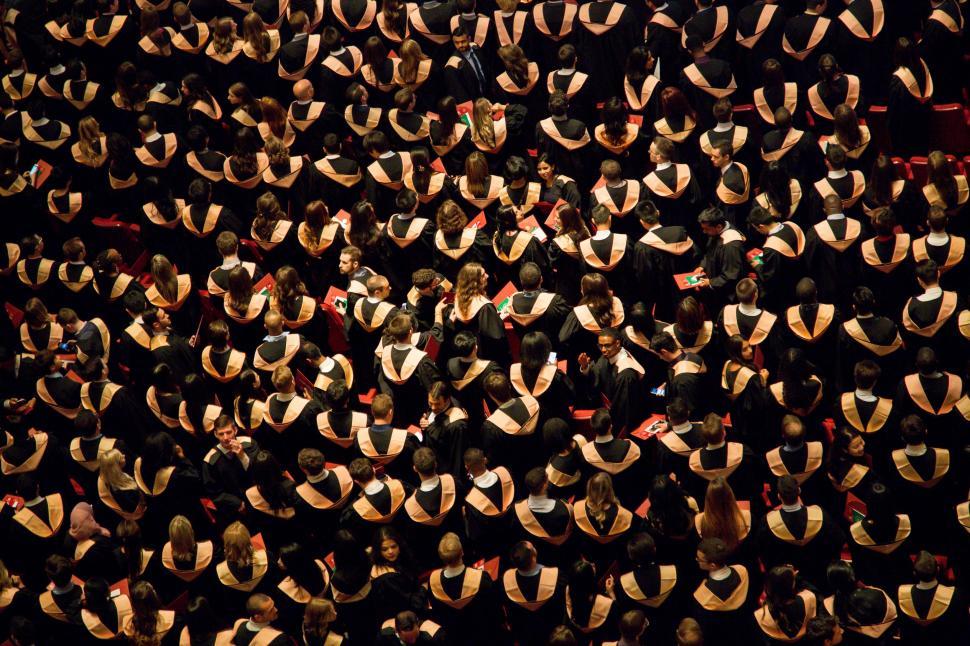 Free Image of Large Group of People in Black and White Attire 