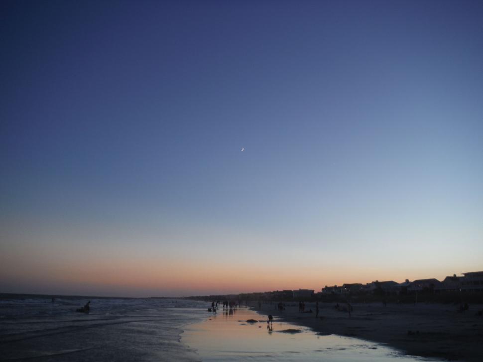 Free Image of Group of People Standing on Top of Beach by Ocean 