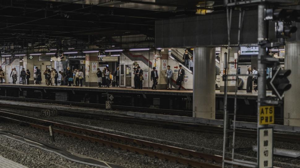 Free Image of Black and White Photo of Train Station 