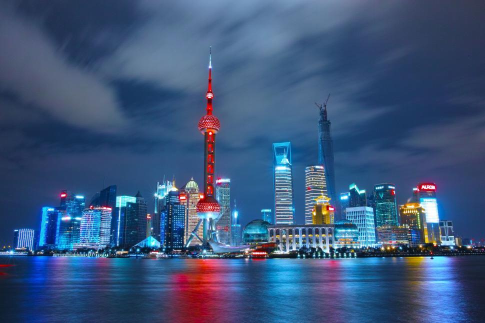 Free Image of City Night View Across the Water 