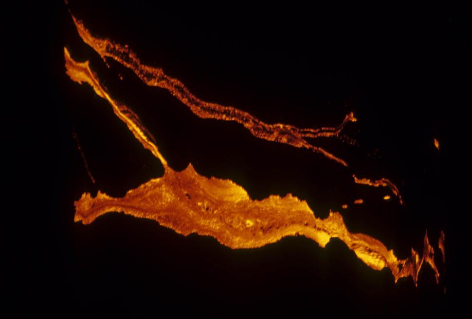 Free Image of lava flows up from below 