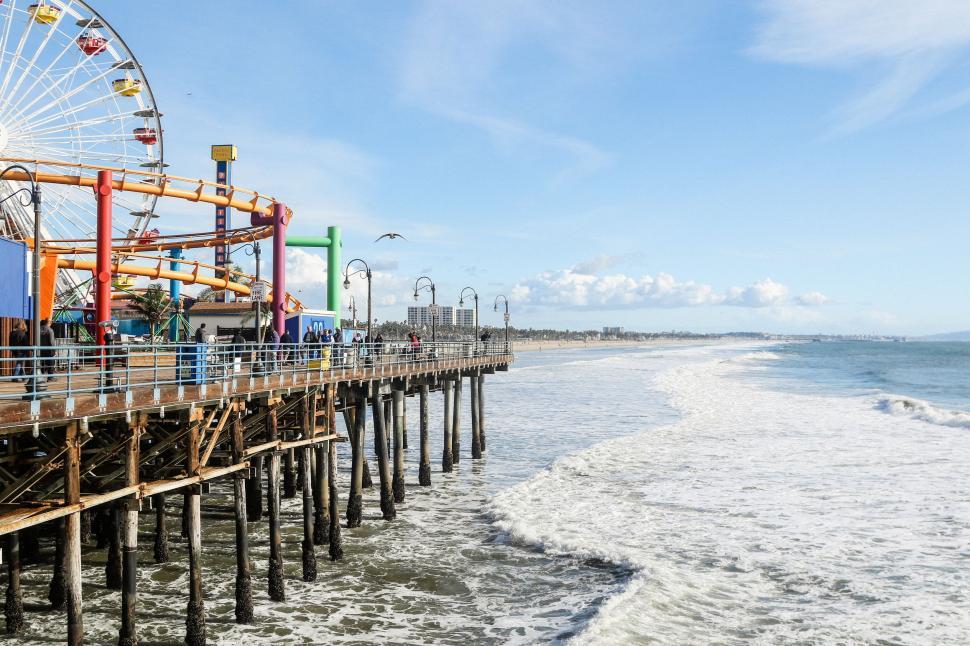 Free Stock Photo of Ferris Wheel on Pier by Ocean | Download Free ...