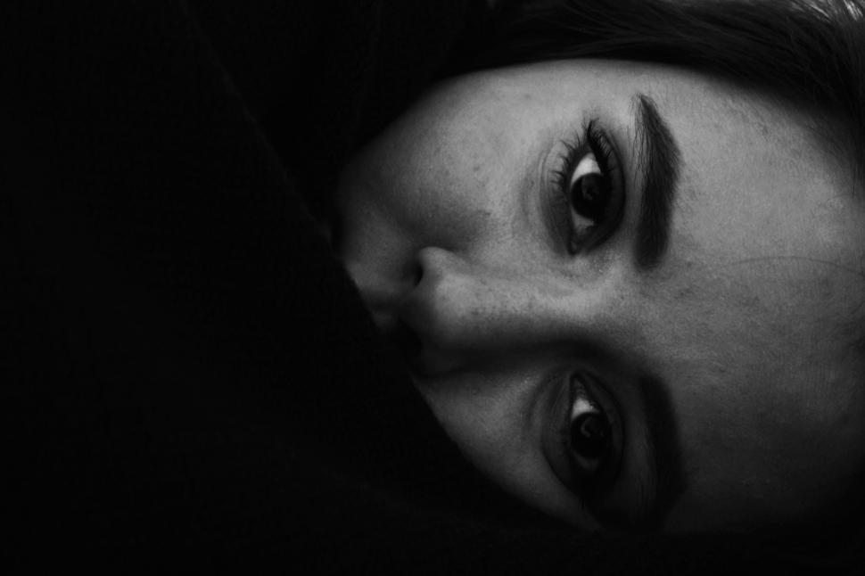 Free Image of Portrait of a Womans Face in Black and White 