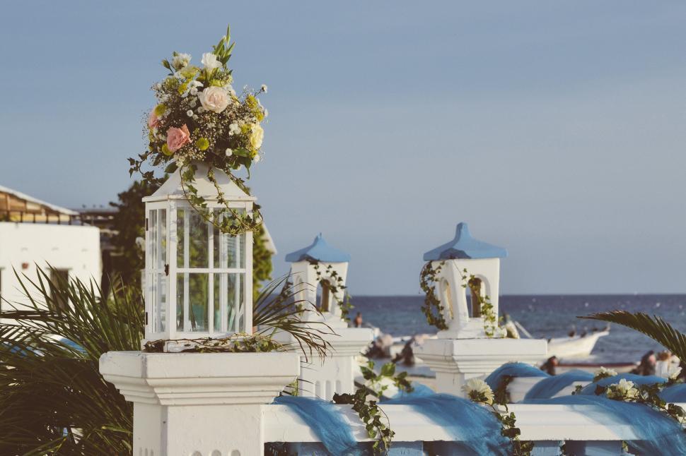 Free Image of White Building With Blue Ribbon 