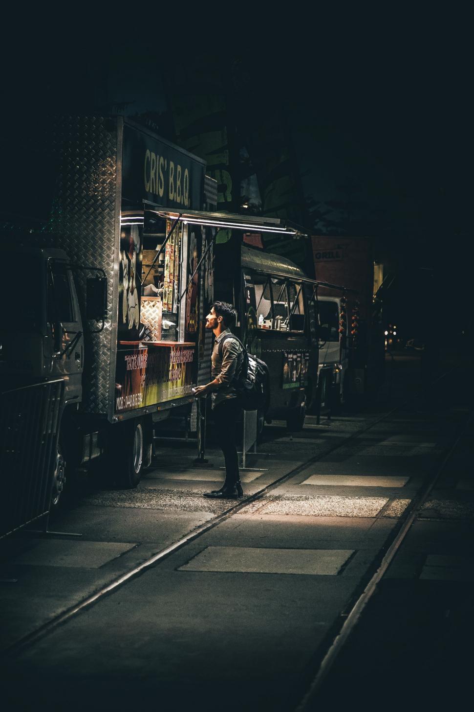 Free Image of Person Standing on Train Track at Night 