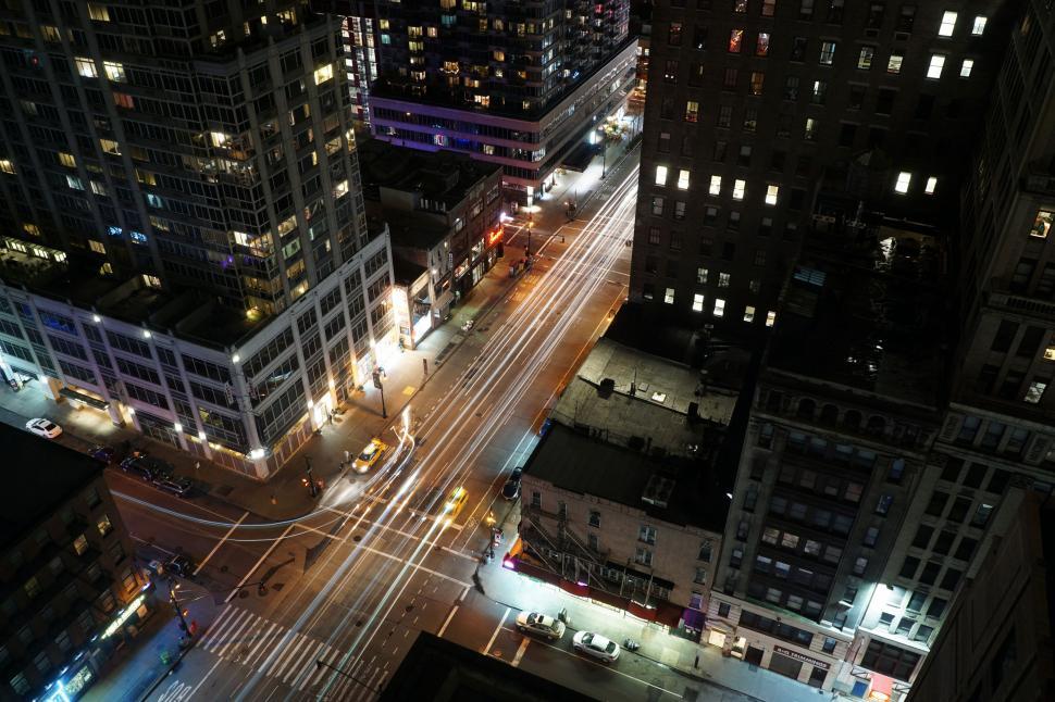 Free Image of Aerial View of City at Night 
