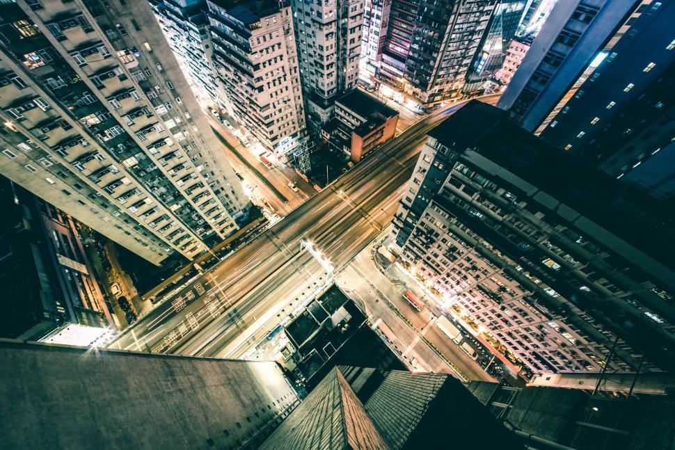 Free Image of Aerial View of City at Night 