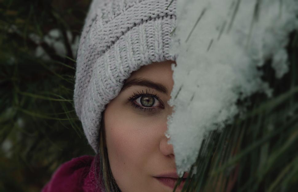 Free Image of Woman Wearing White Hat and Red Coat 