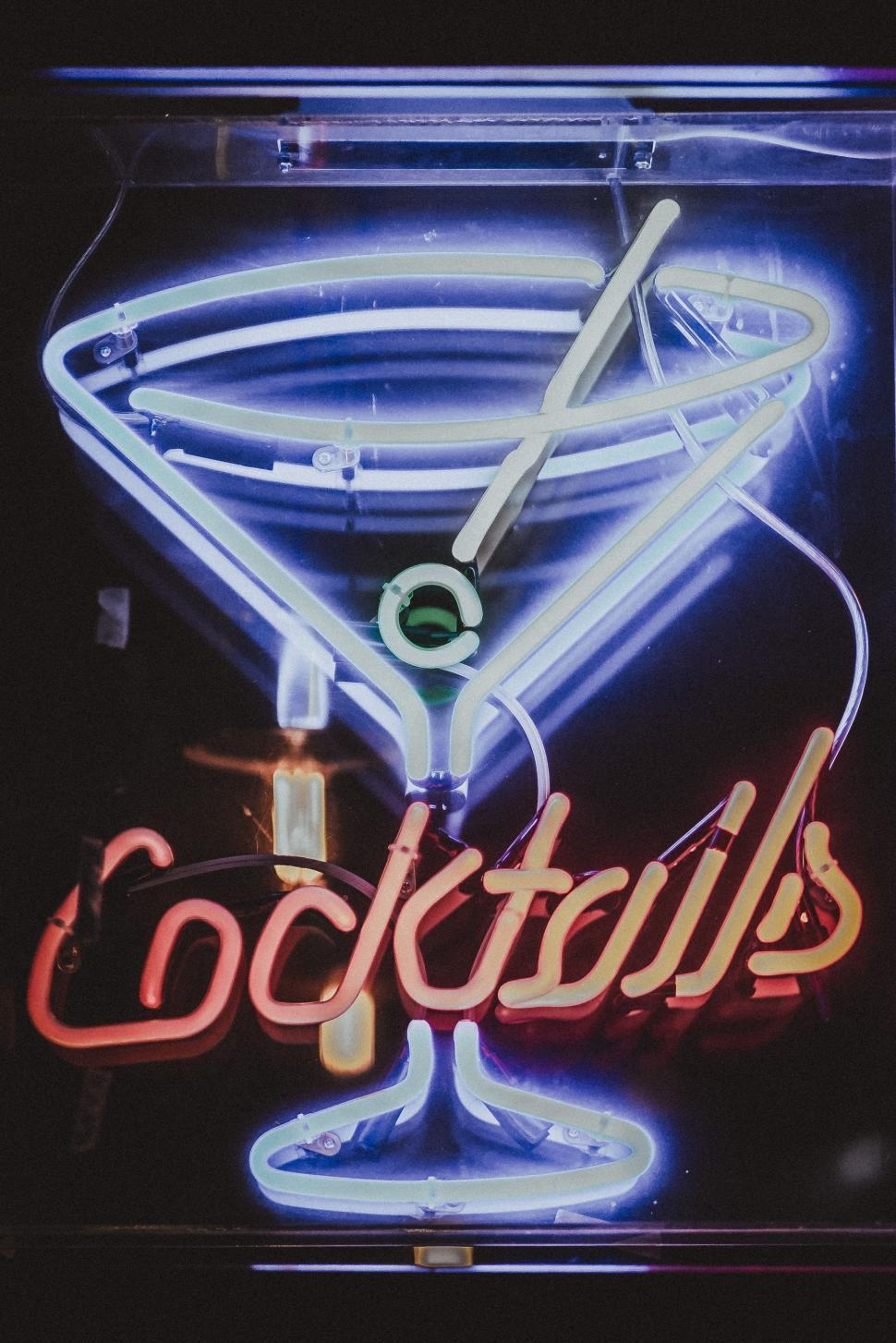 Ice Cocktails with Martini Cup Neon Signs