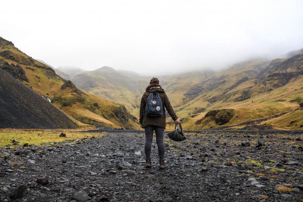 Free Image of Person Walking Down Dirt Road With Backpack 