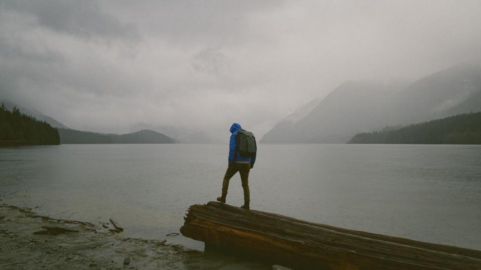 Free Stock Photo of Man Standing on Log by Water | Download Free Images ...