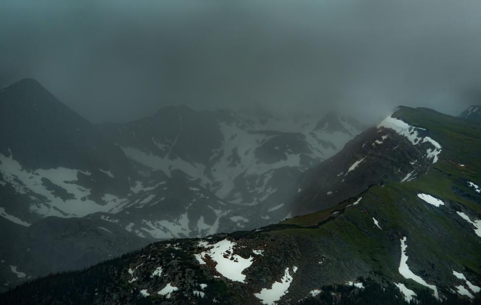 Free Image of Snow Covered Mountains in Black and White 