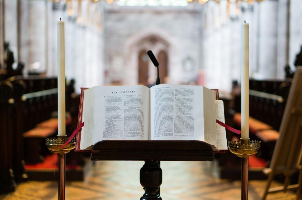 Free Image of Open Book on Wooden Table 