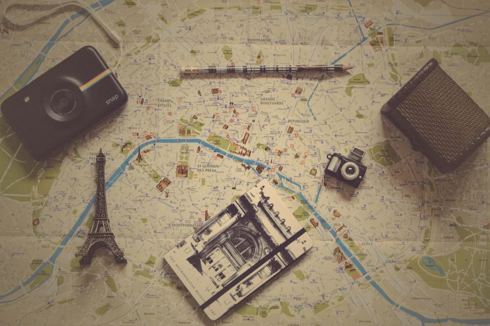 Free Stock Photo of Diverse Objects Scattered on Map | Download Free ...