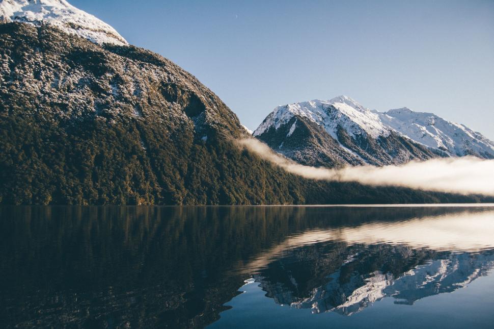 Free Image of Majestic Mountain Range Overlooking a Serene Lake 
