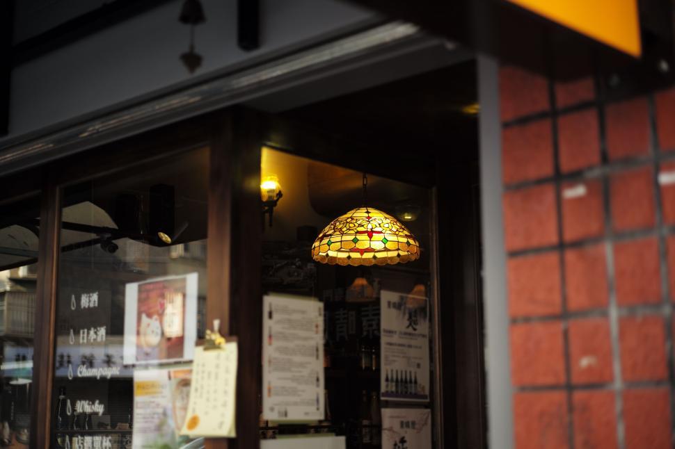 Free Image of Restaurant With Hanging Ceiling Lamp 