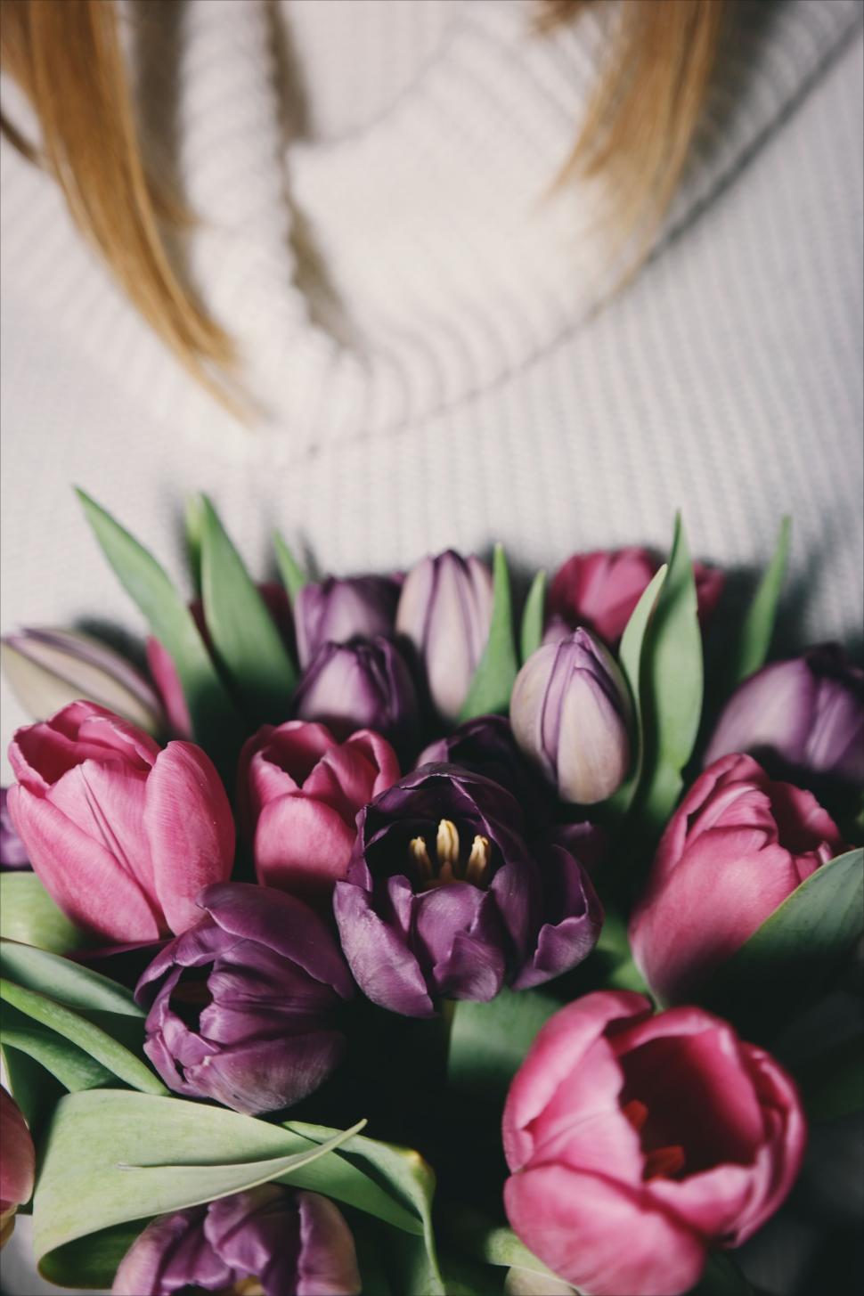 Free Image of Woman Holding Bouquet of Flowers 