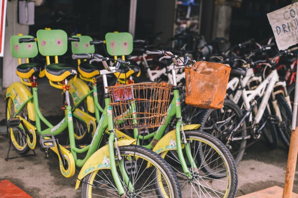 Free Image of Row of Bikes Parked Next to Each Other 