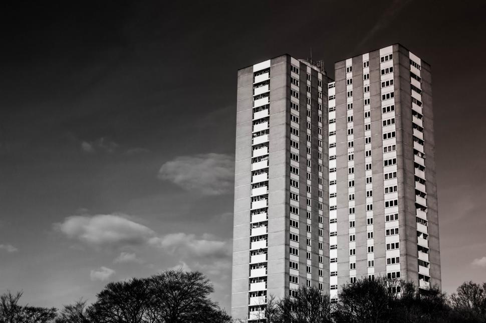 Free Image of Tall Building in Black and White 